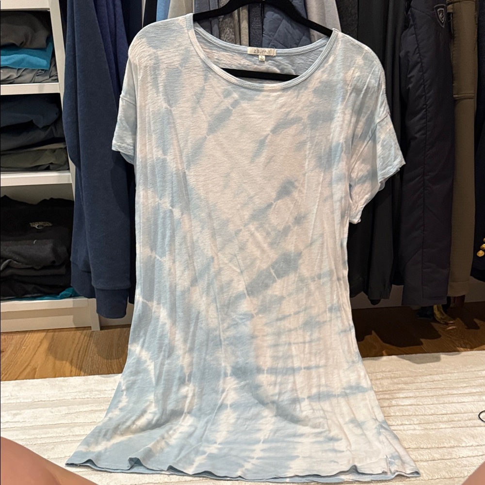 Z Supply Light Blue Tie-Dye Mini Dress